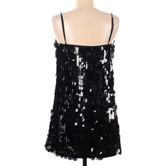 Reformation Little Black Mini Dress 6 S Sequin Party Cocktail Spaghetti Strap - Picture 3 of 8